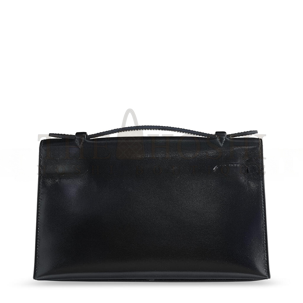 H**me5 BLACK BOX LEATHER SO BLACK KELLY POCHETTE WITH PVD HARDWARE (22*14*7cm) Master Quality